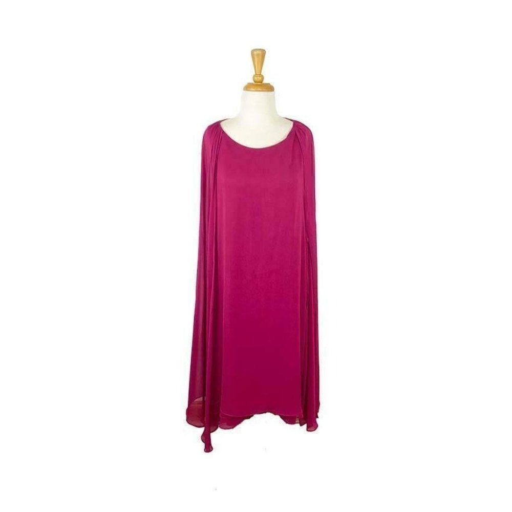 Staples S Pink Chiffon Cape Dress ~Boutique~ Art To Wear | Layered | Sheer |Midi